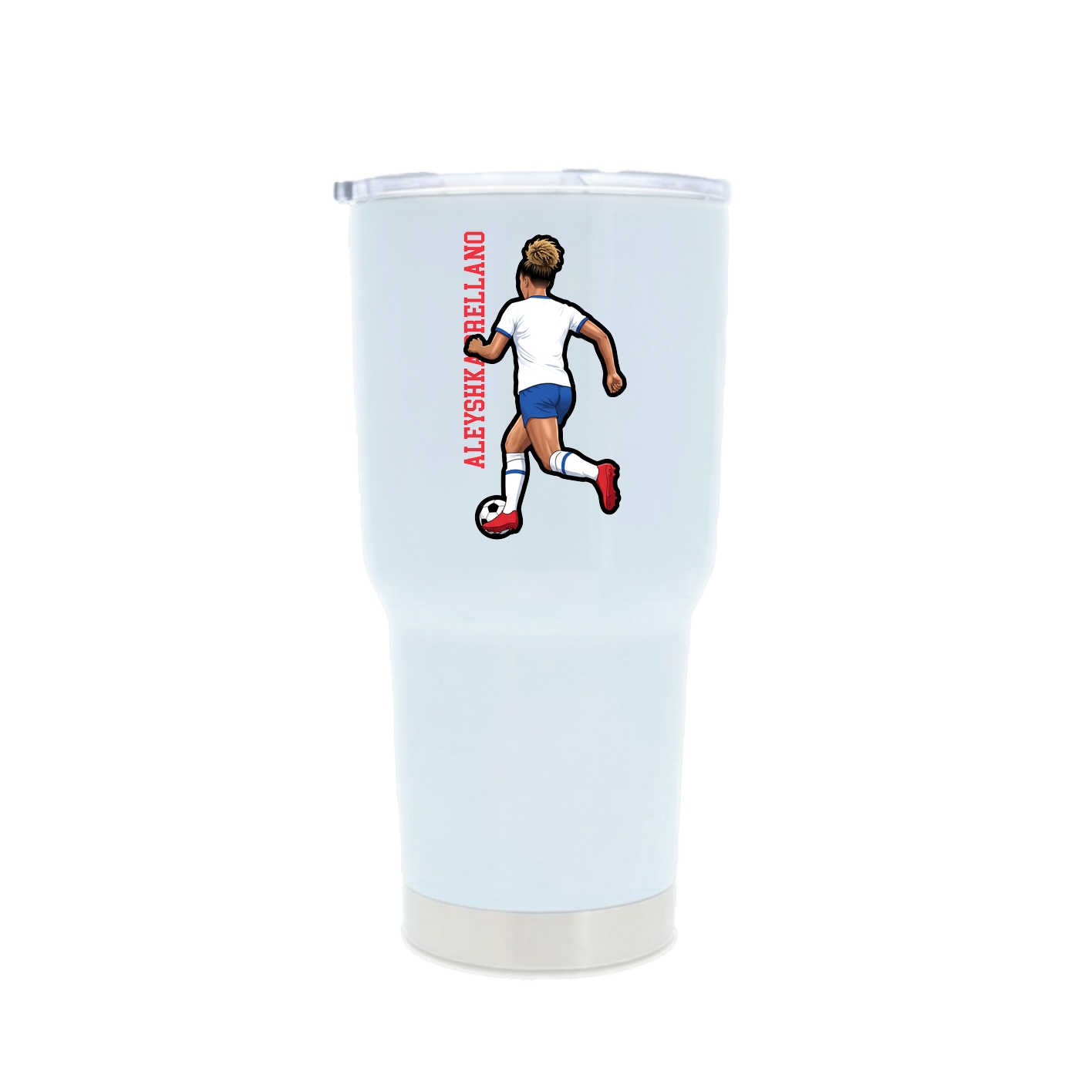 30oz Stainless Steel Tumbler — Name Vertical in White