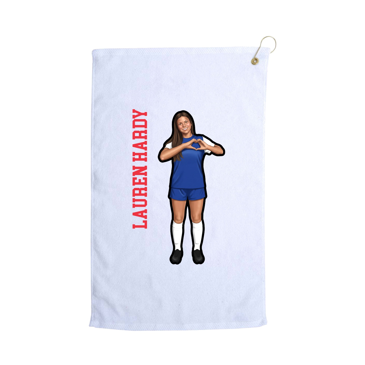 Golf Towel — Name Vertical in White