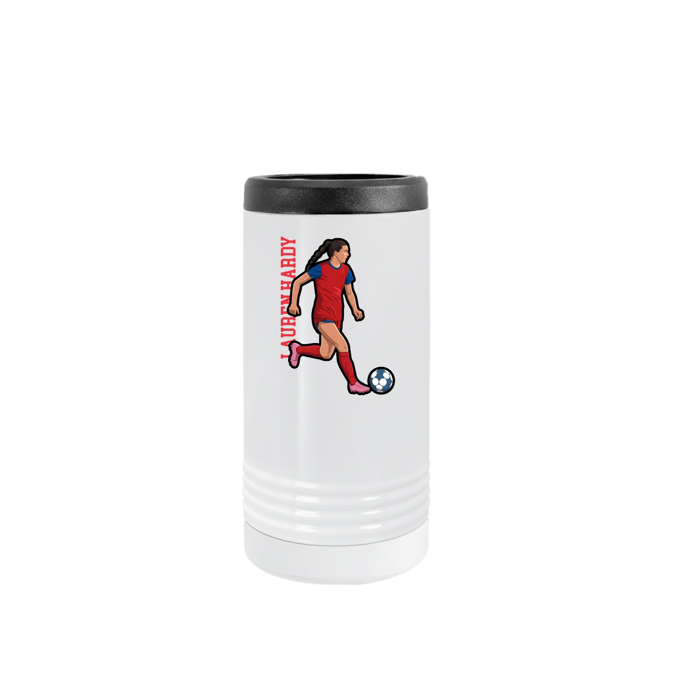 Slim Beverage Holder — Name Vertical in White