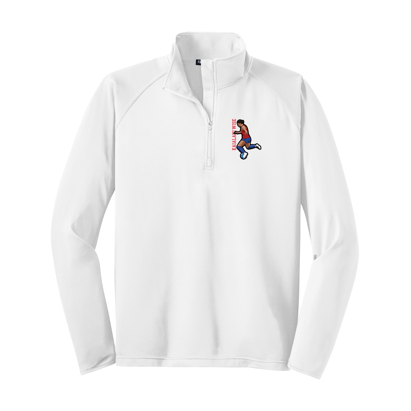 Q-Zip Pullover — Name Vertical in White