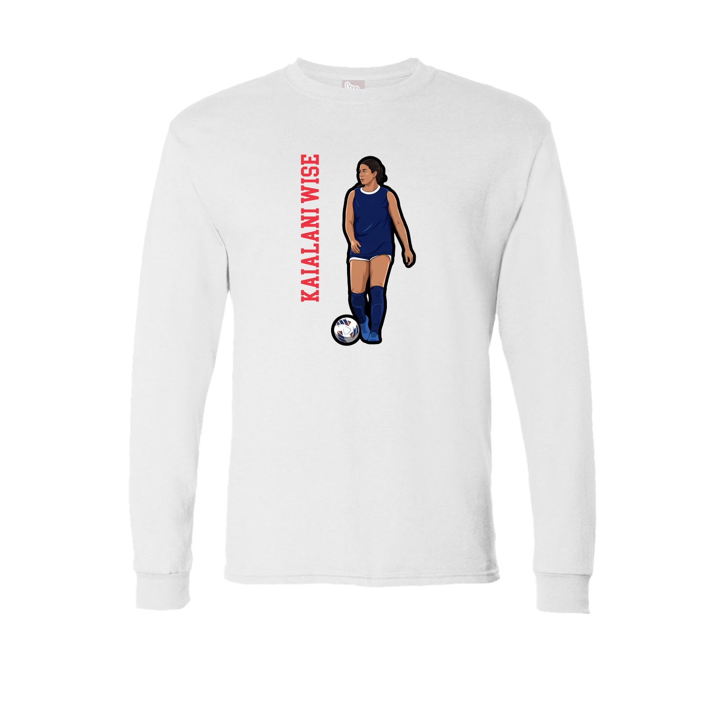 Long Sleeve Tee — Name Vertical in White