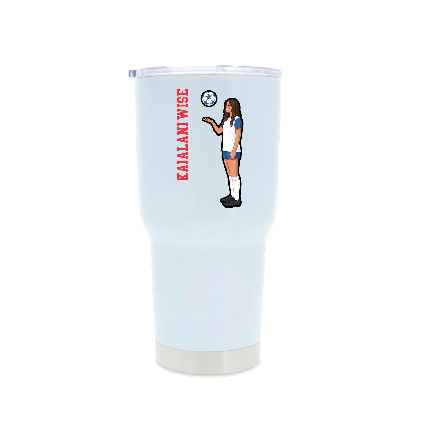 30oz Stainless Steel Tumbler — Name Vertical in White