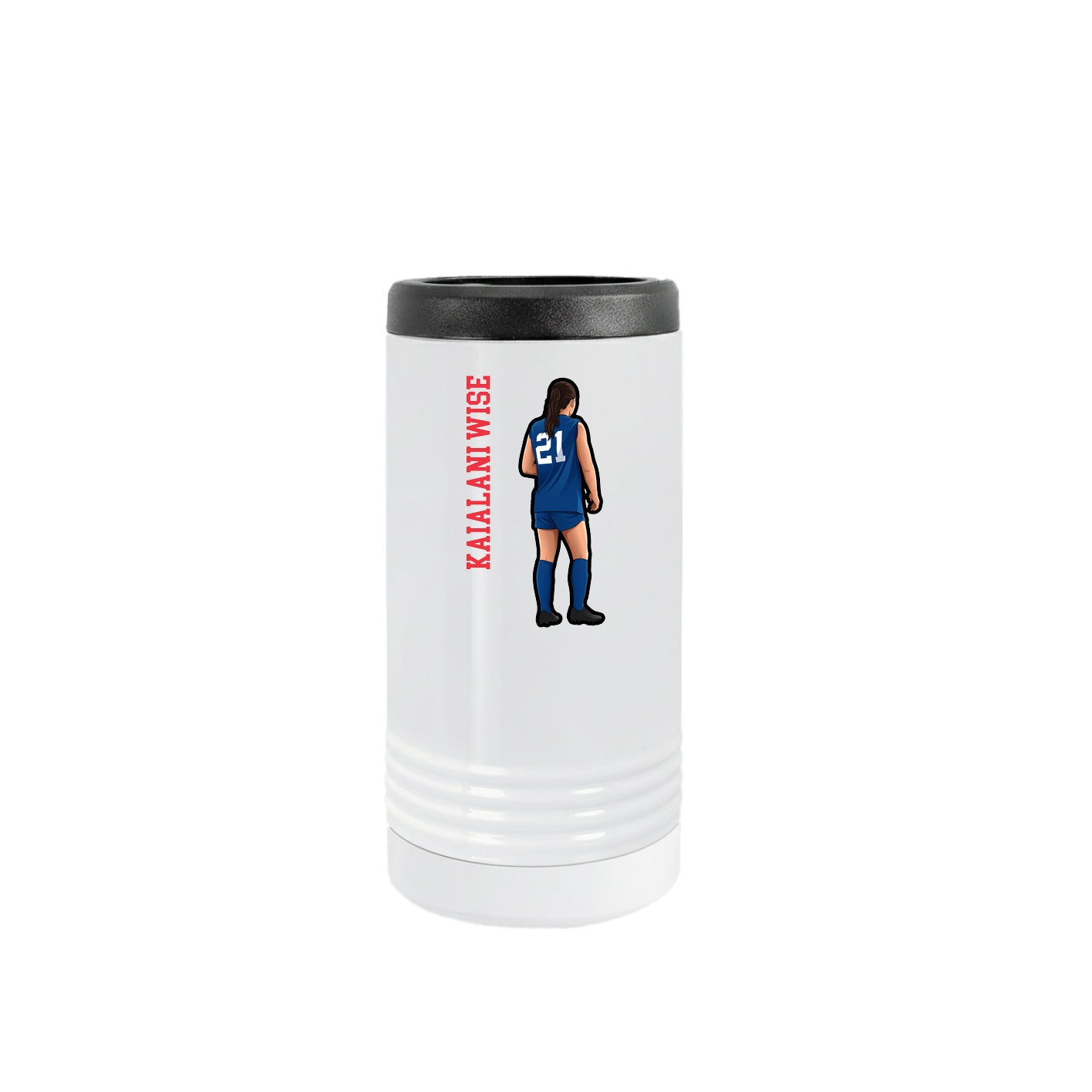 Slim Beverage Holder — Name Vertical in White