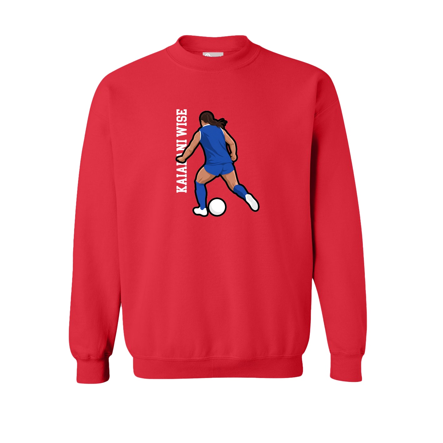 Fleece Crew — Name Vertical in Red