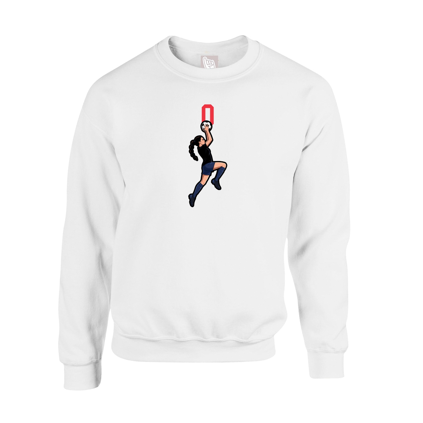 Fleece Crew — Number Top in White