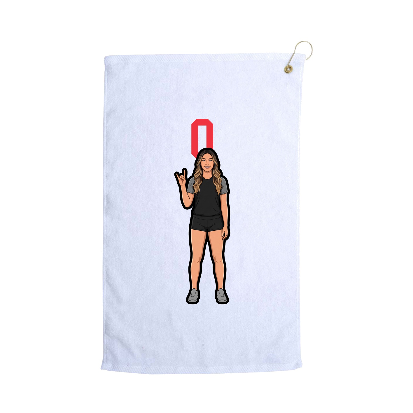 Golf Towel — Number Top in White