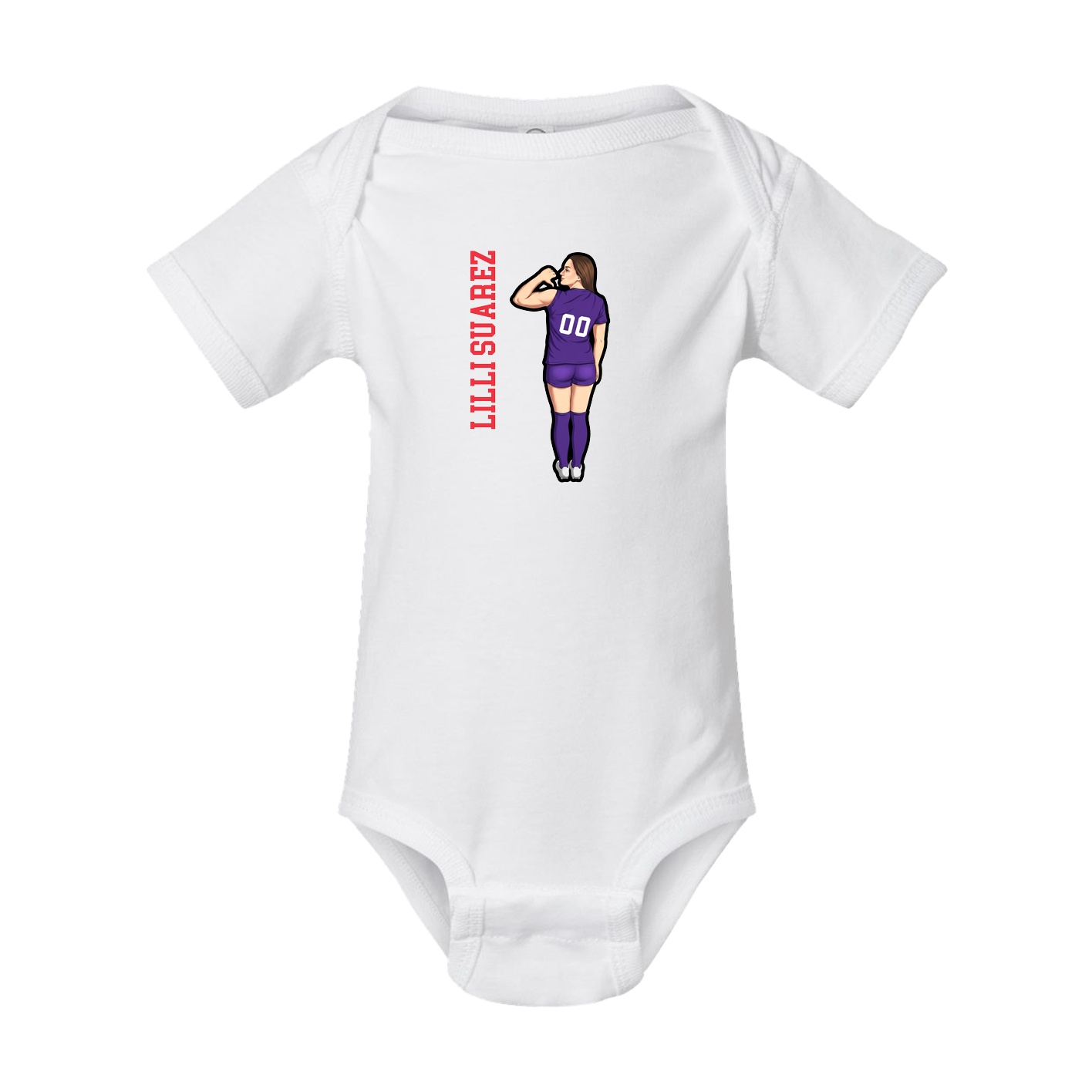 Baby Onesie — Name Vertical in White