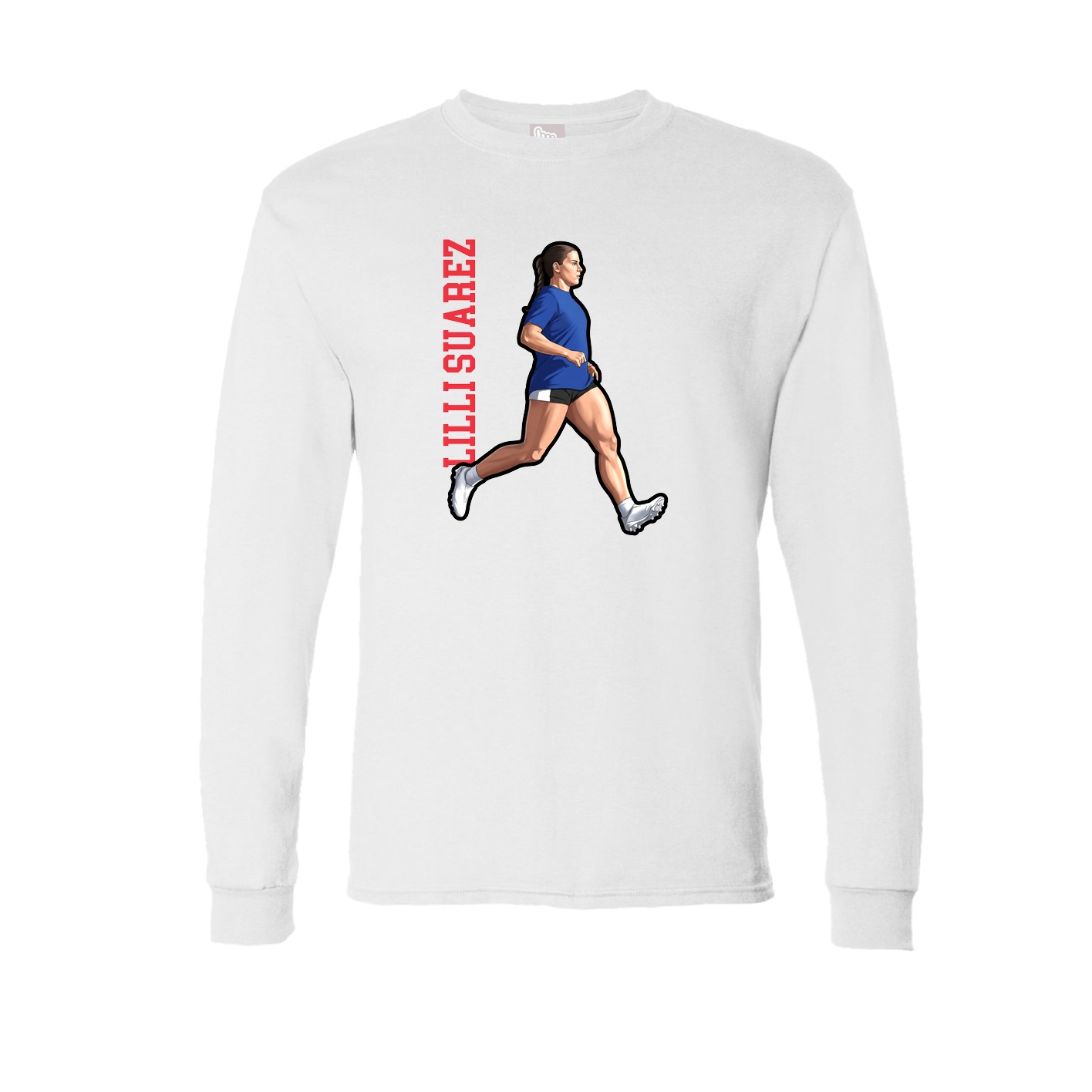 Long Sleeve Tee — Name Vertical in White