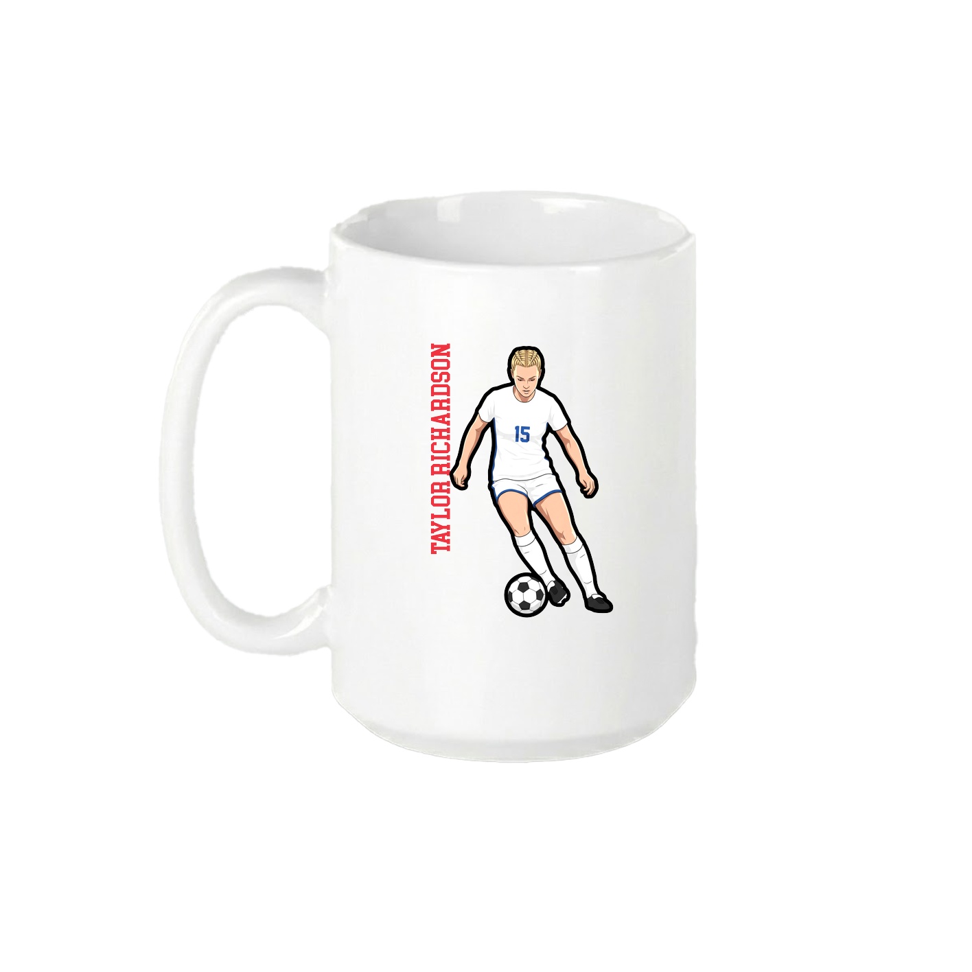 15oz Coffee Mug — Name Vertical in White