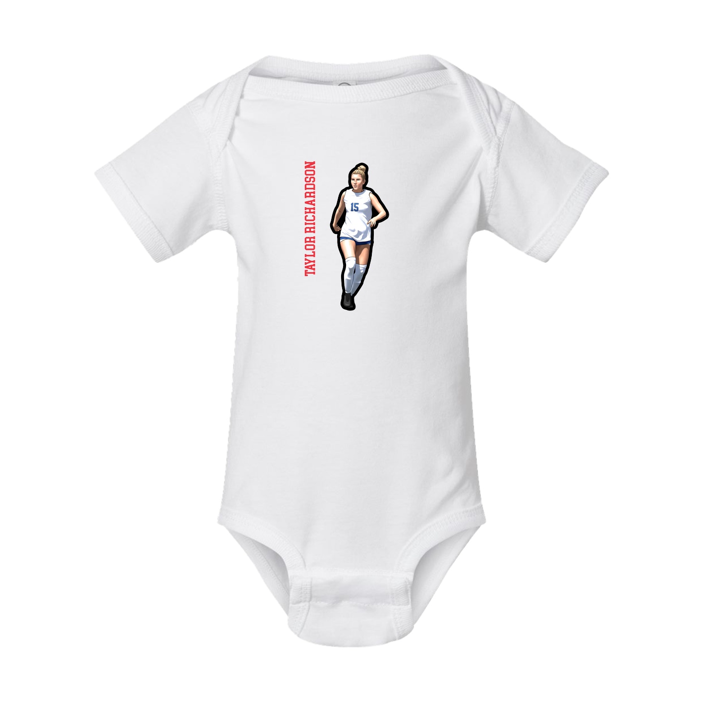 Baby Onesie — Name Vertical in White