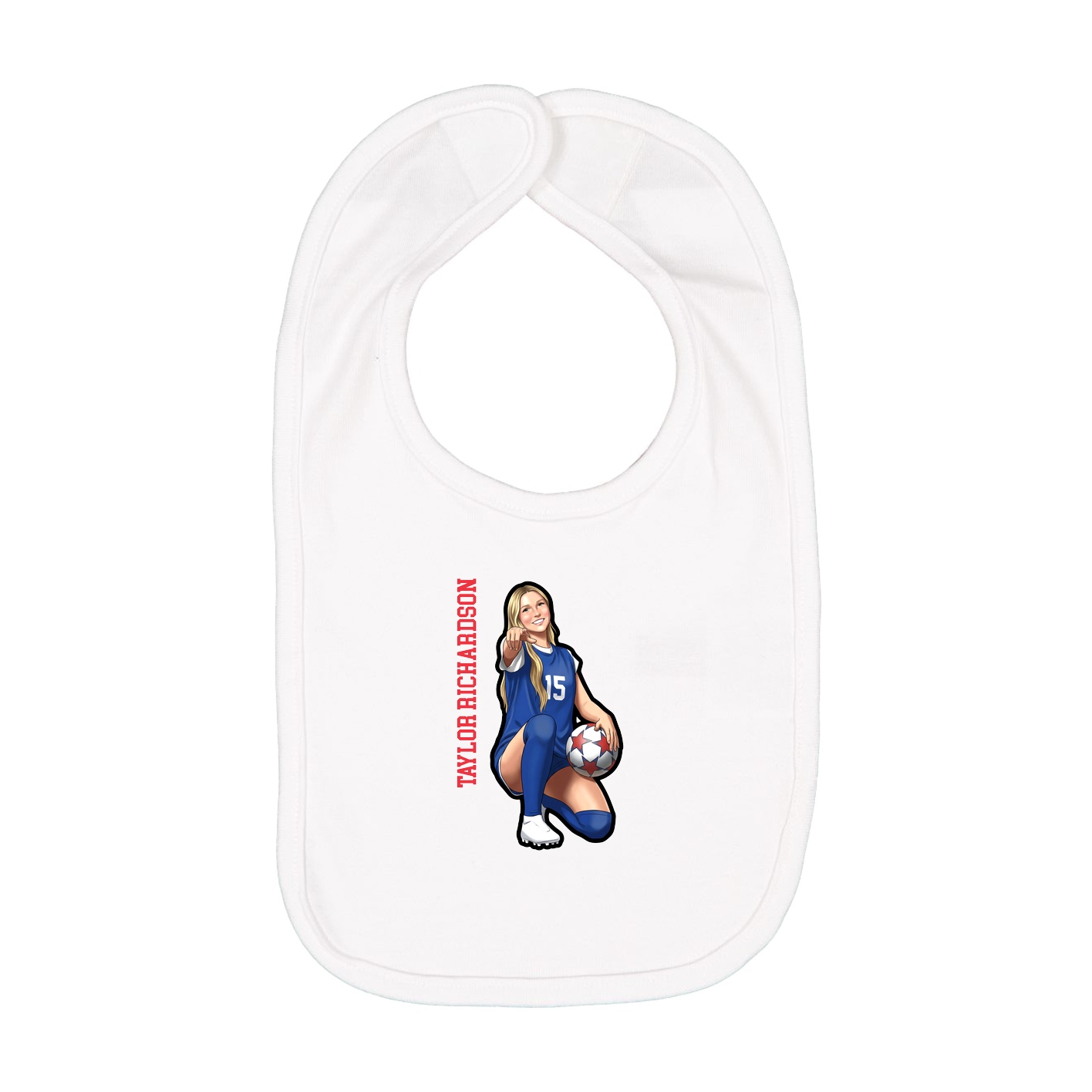 Infant Bib — Name Vertical in White