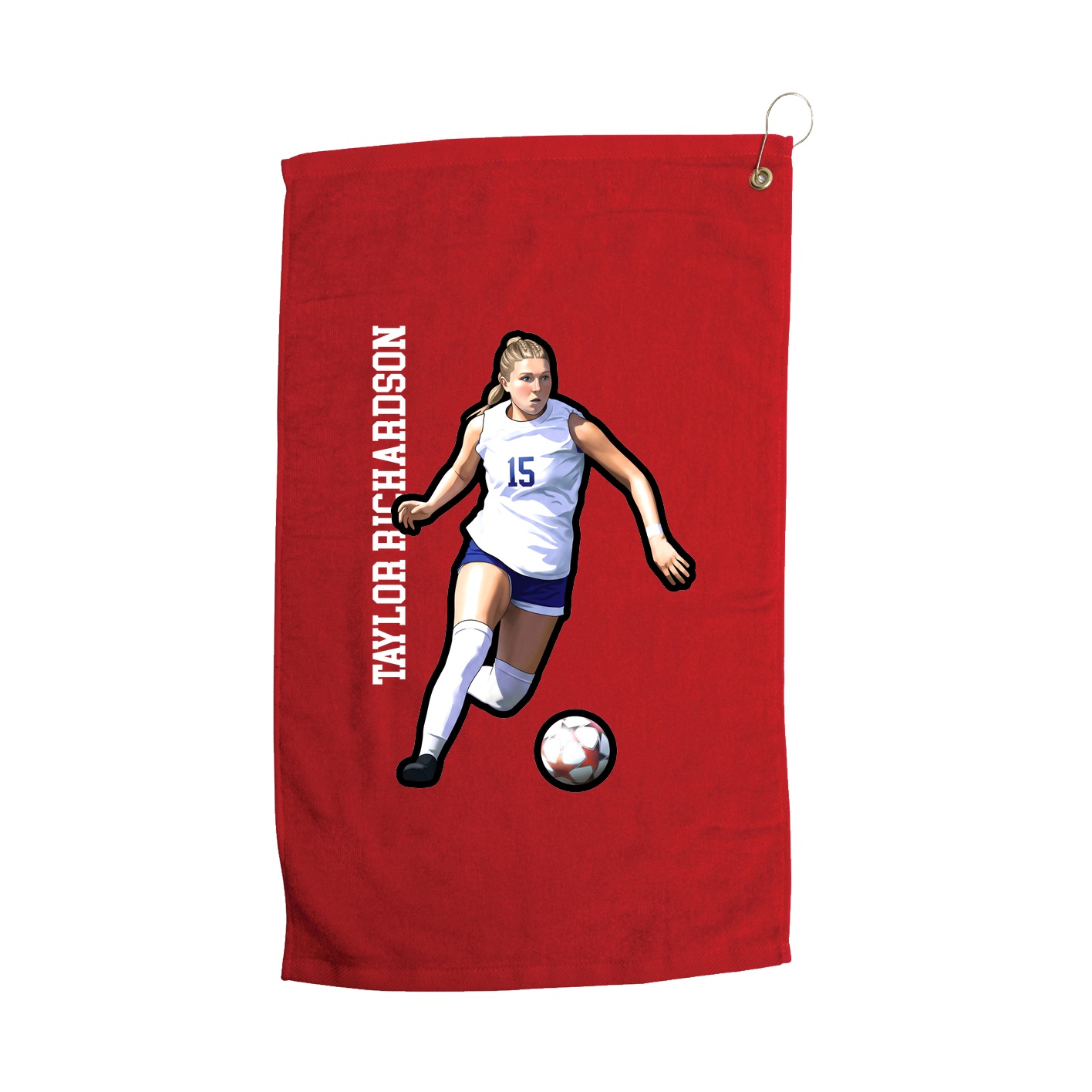 Golf Towel — Name Vertical in Red