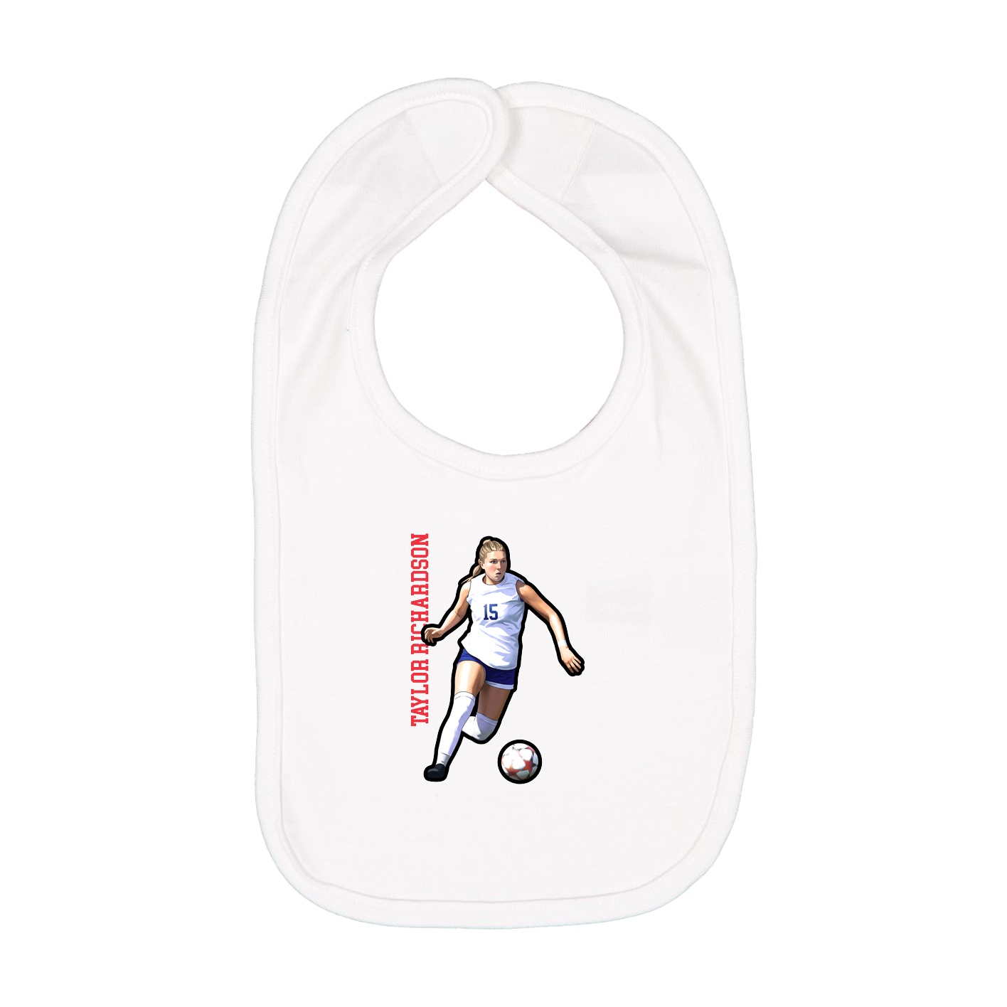 Infant Bib — Name Vertical in White