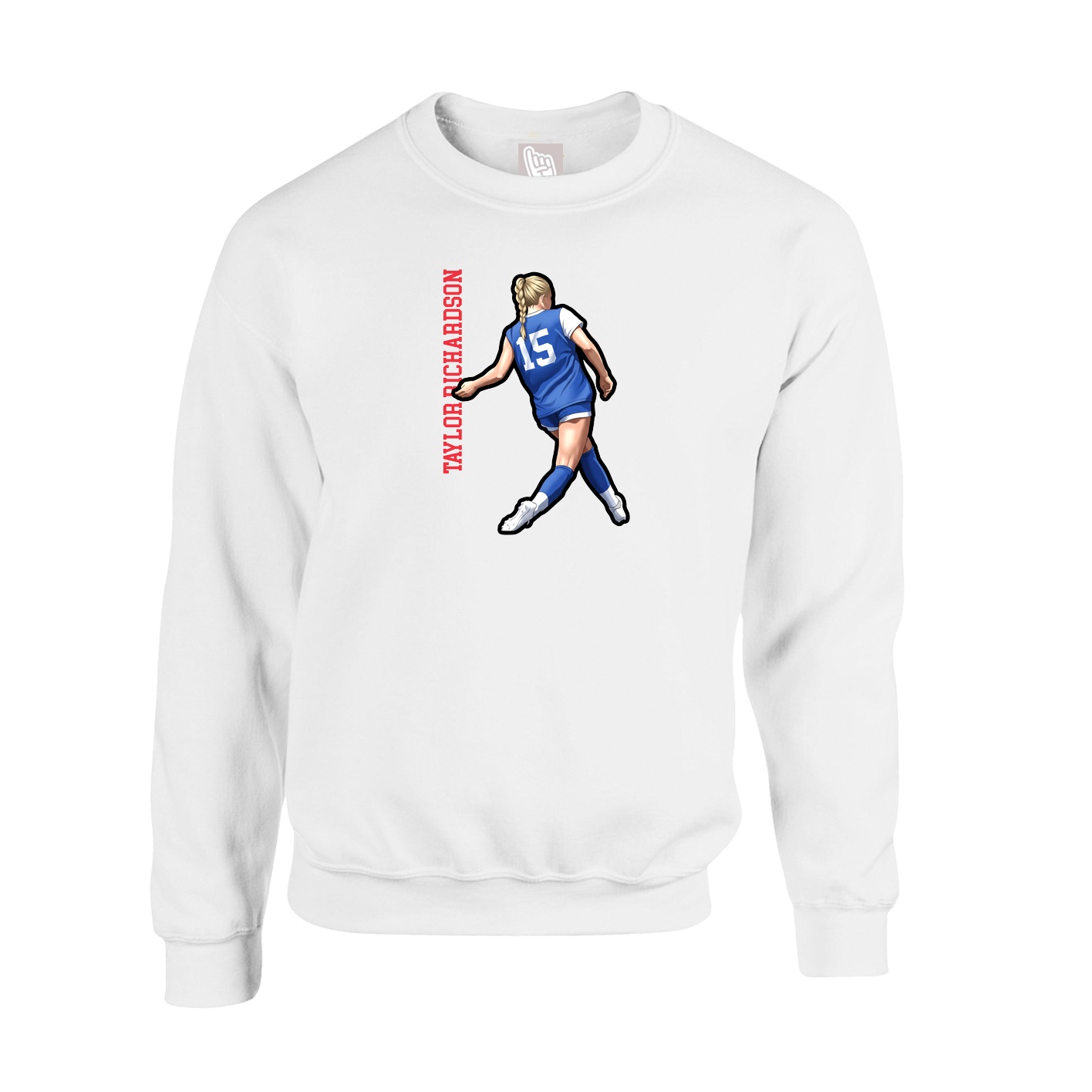 Fleece Crew — Name Vertical in White