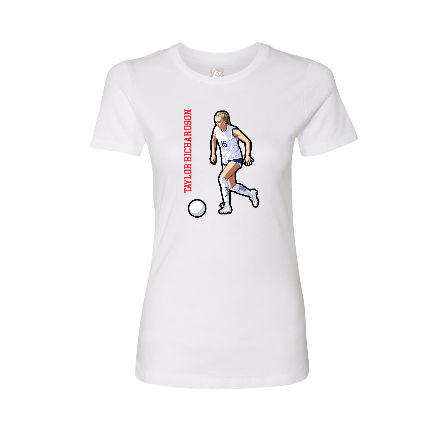 Womens Tee — Name Vertical in White