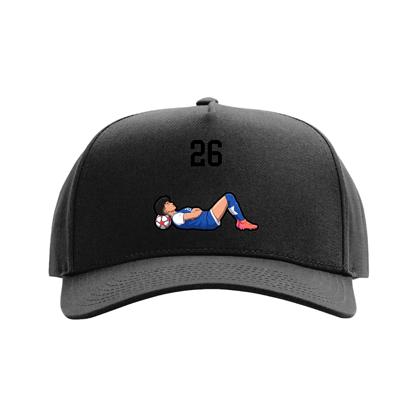 Full Fabric Five-Panel Champ Cap — Number Top in Black