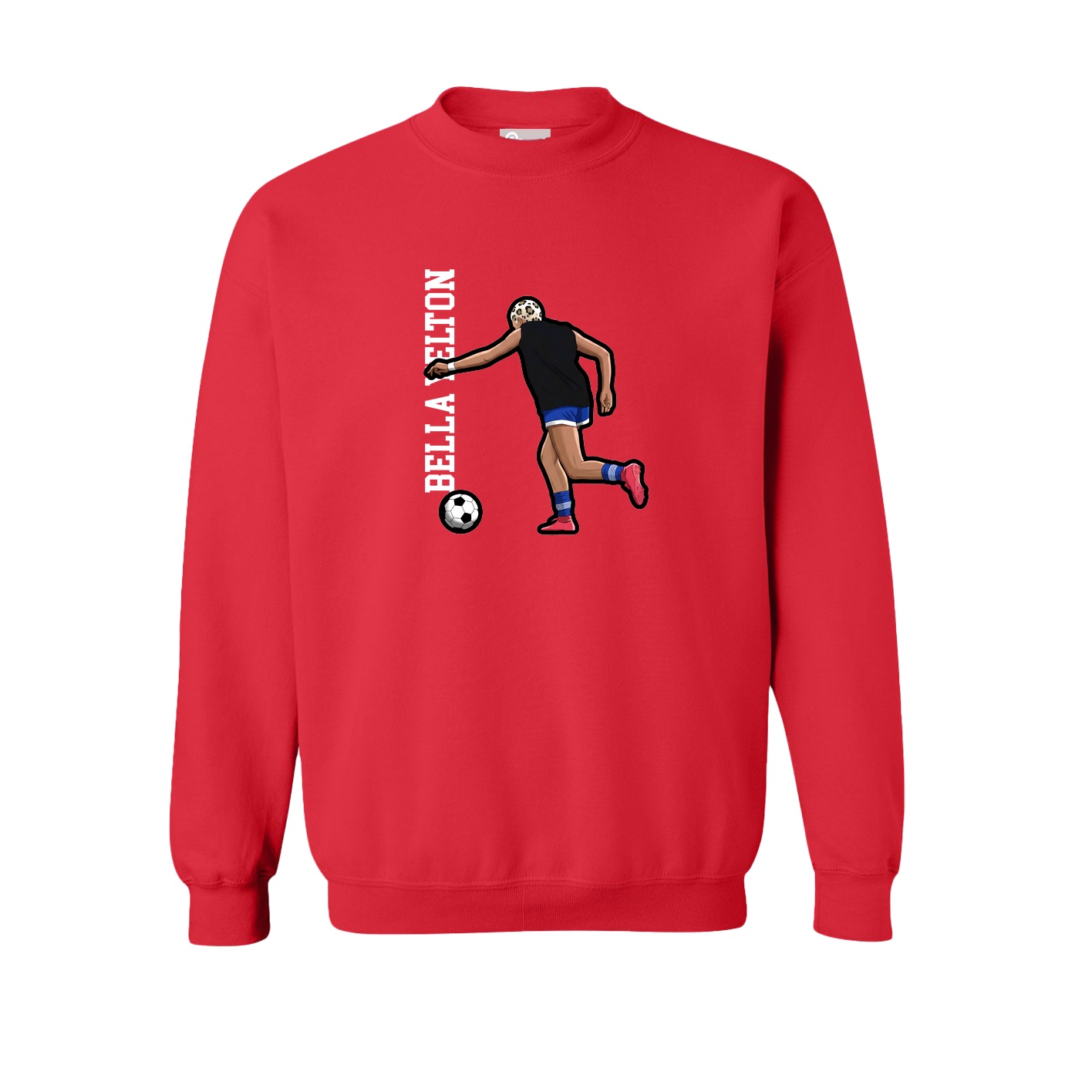 Fleece Crew — Name Vertical in Red