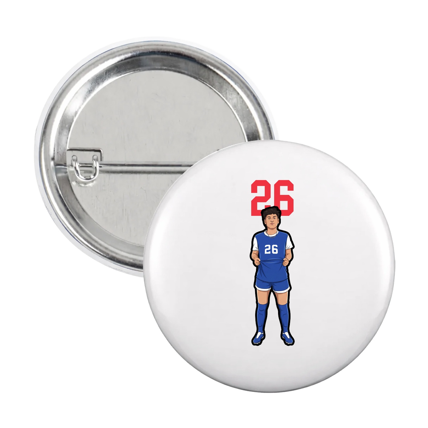 Game Day Button — Number Top in White