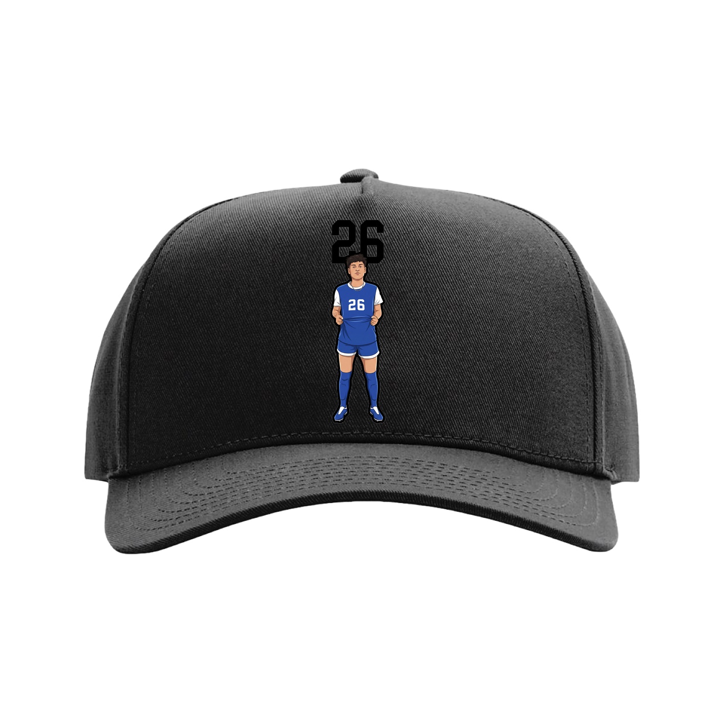 Full Fabric Five-Panel Champ Cap — Number Top in Black