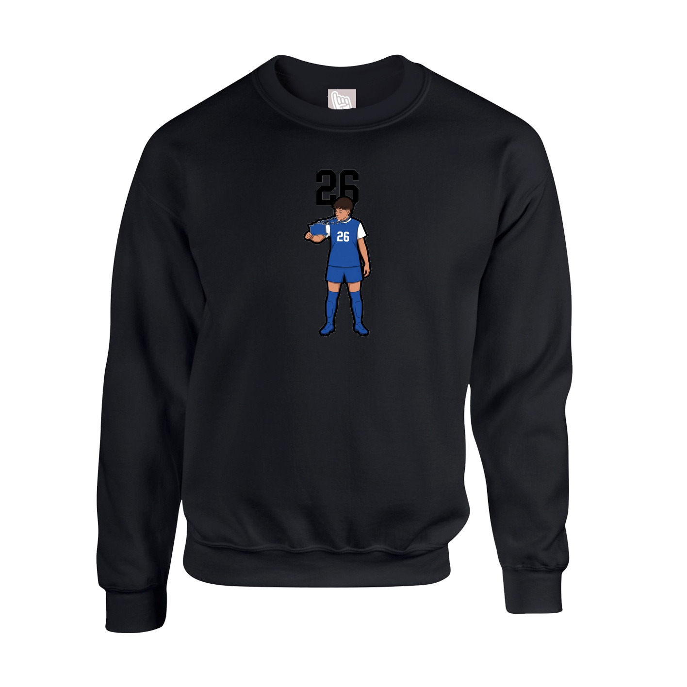 Fleece Crew — Number Top in Black