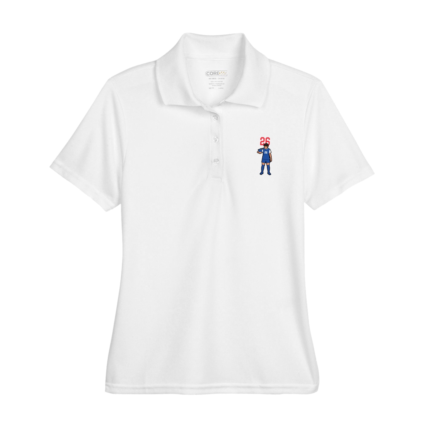 Womens Performance Polo — Number Top in White