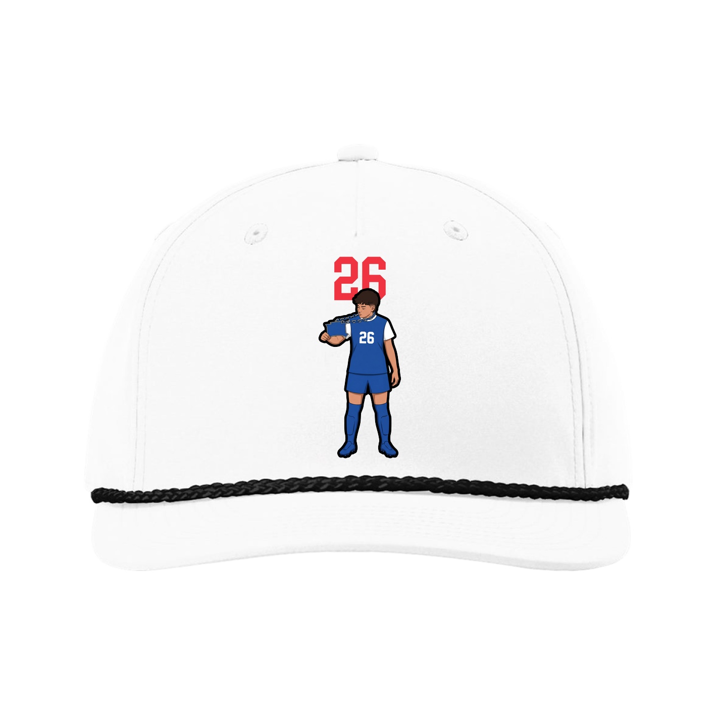 Five-Panel Classic Rope Cap — Number Top in White