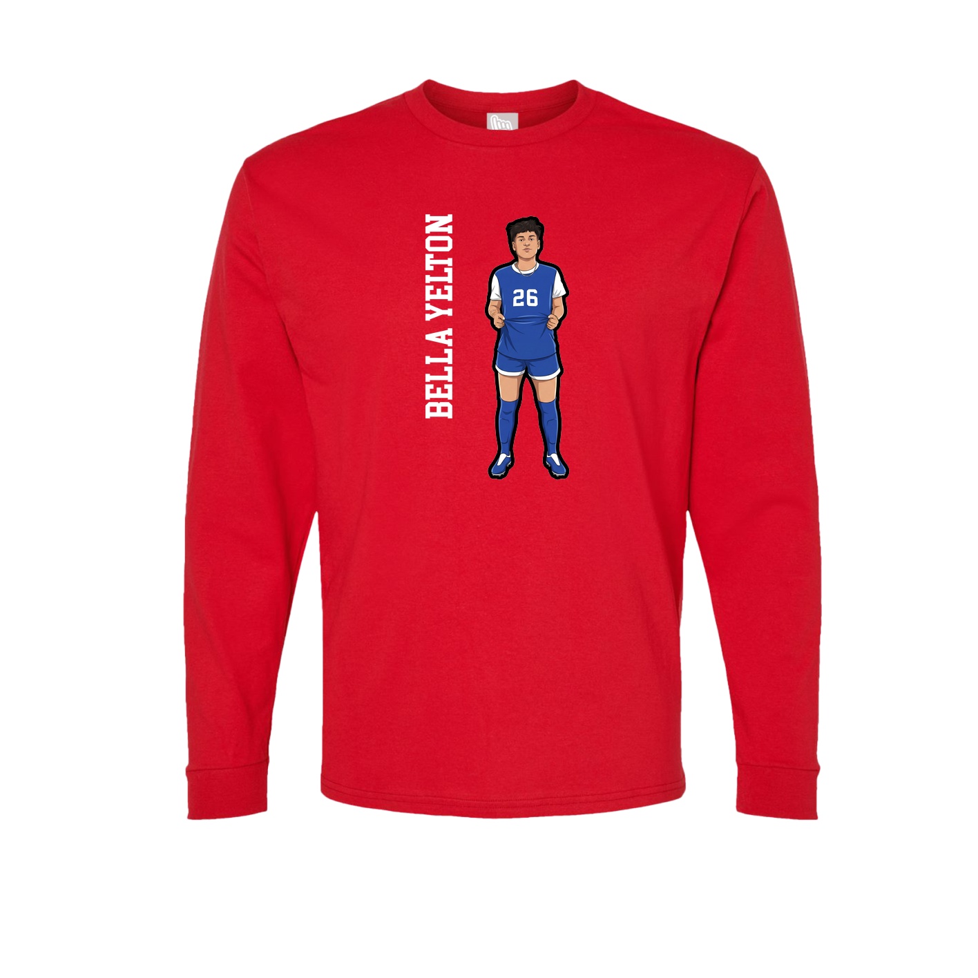 Long Sleeve Tee — Name Vertical in Red