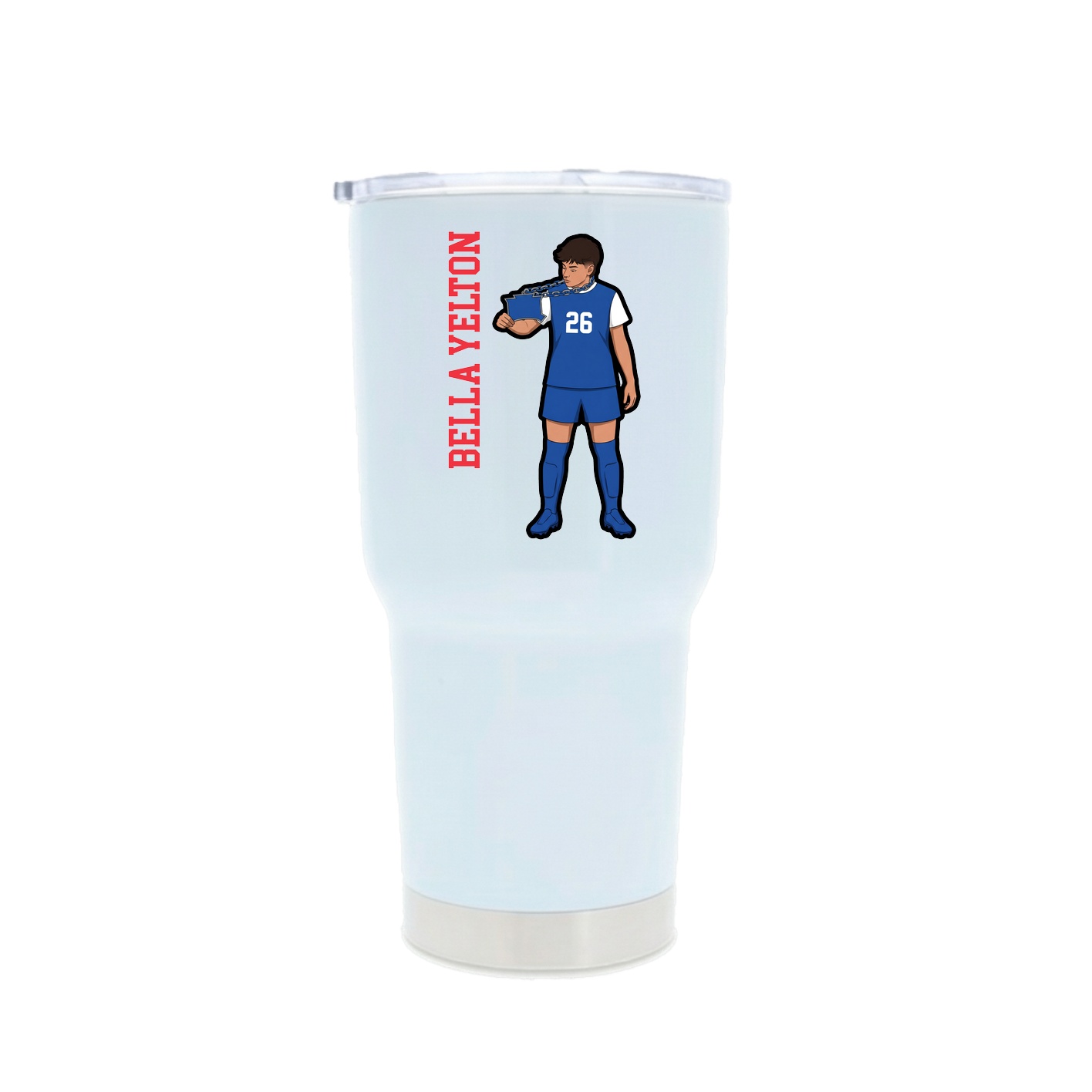 30oz Stainless Steel Tumbler — Name Vertical in White
