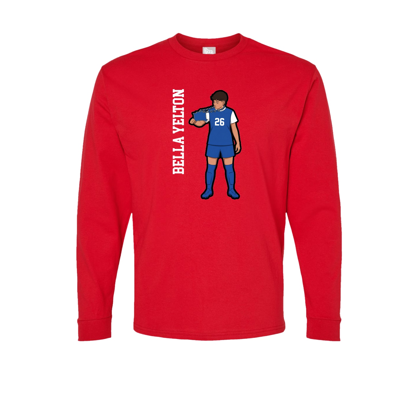 Long Sleeve Tee — Name Vertical in Red