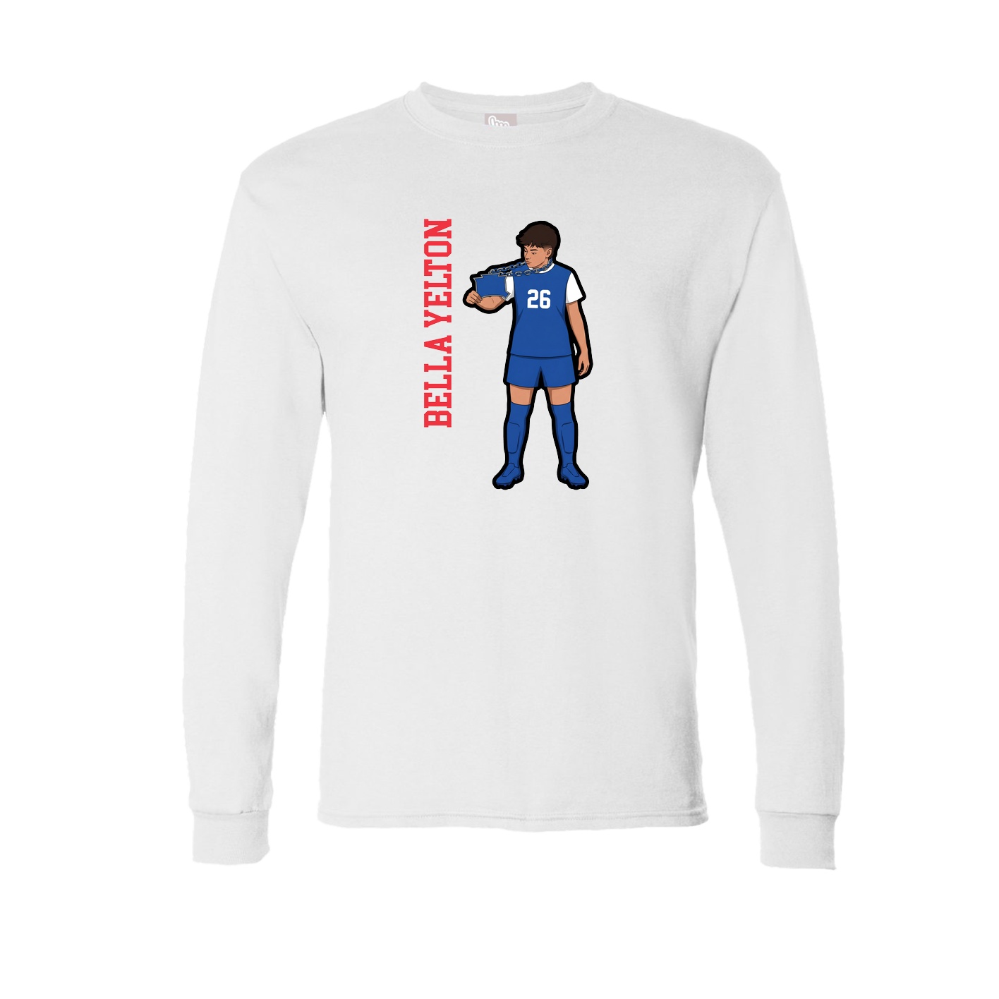 Long Sleeve Tee — Name Vertical in White