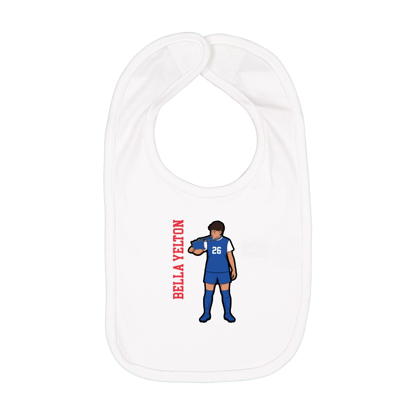 Infant Bib — Name Vertical in White