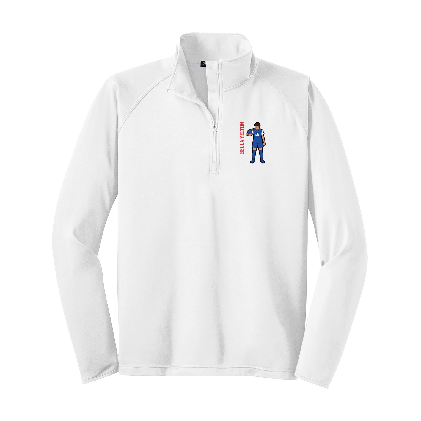 Q-Zip Pullover — Name Vertical in White