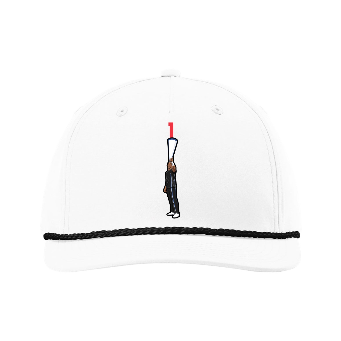 Five-Panel Classic Rope Cap — Number Top in White