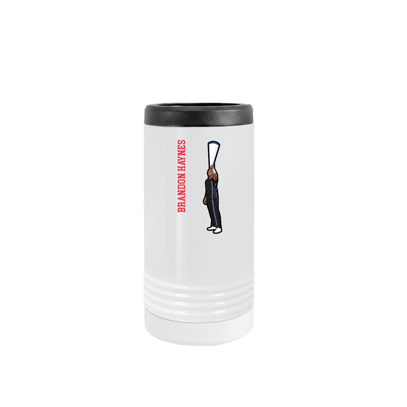 Slim Beverage Holder — Name Vertical in White