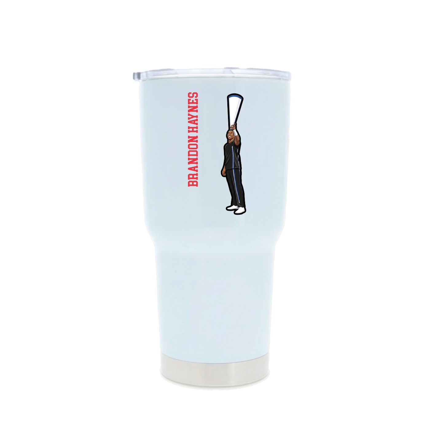 30oz Stainless Steel Tumbler — Name Vertical in White