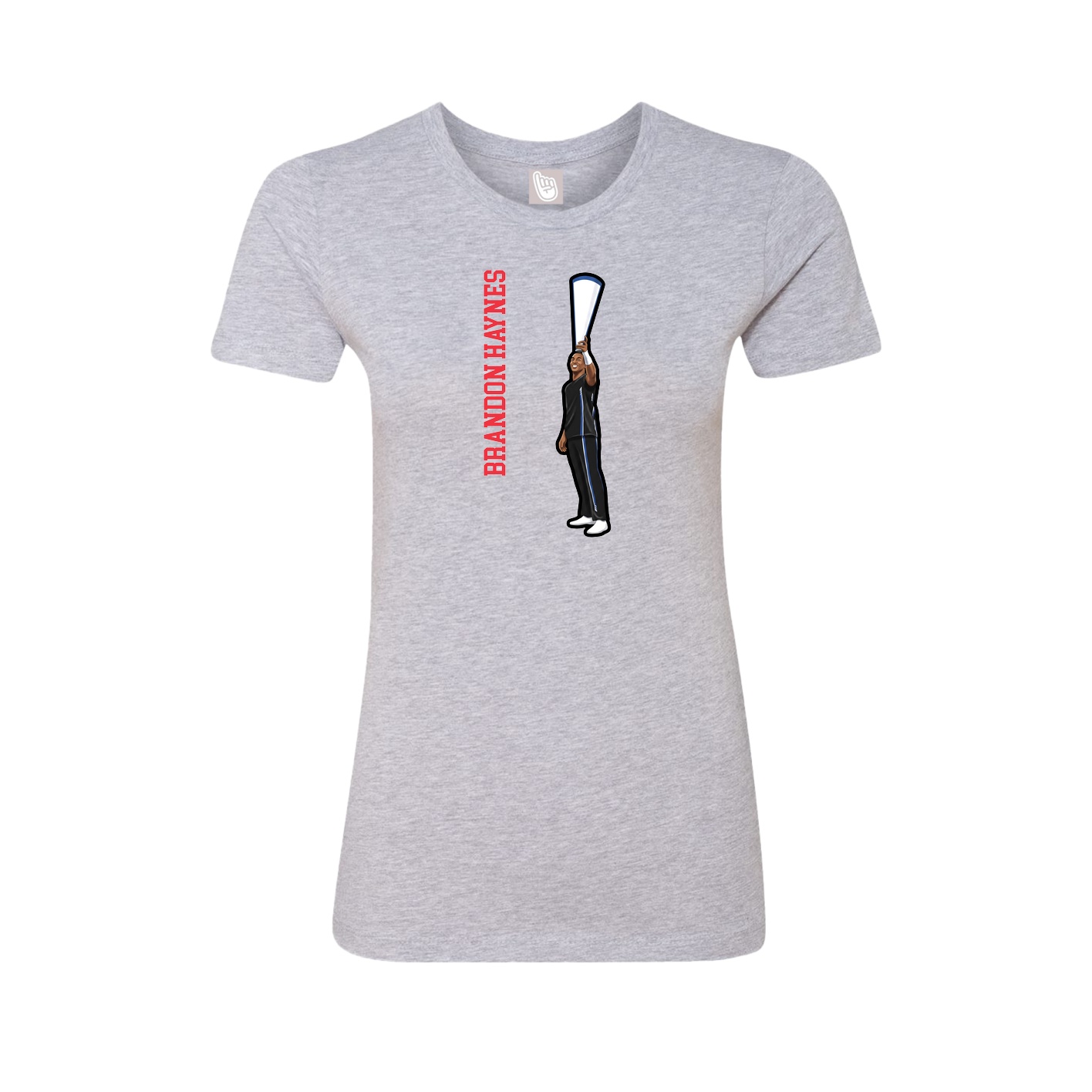 Fitted Women's Tee — Name Vertical in Grey