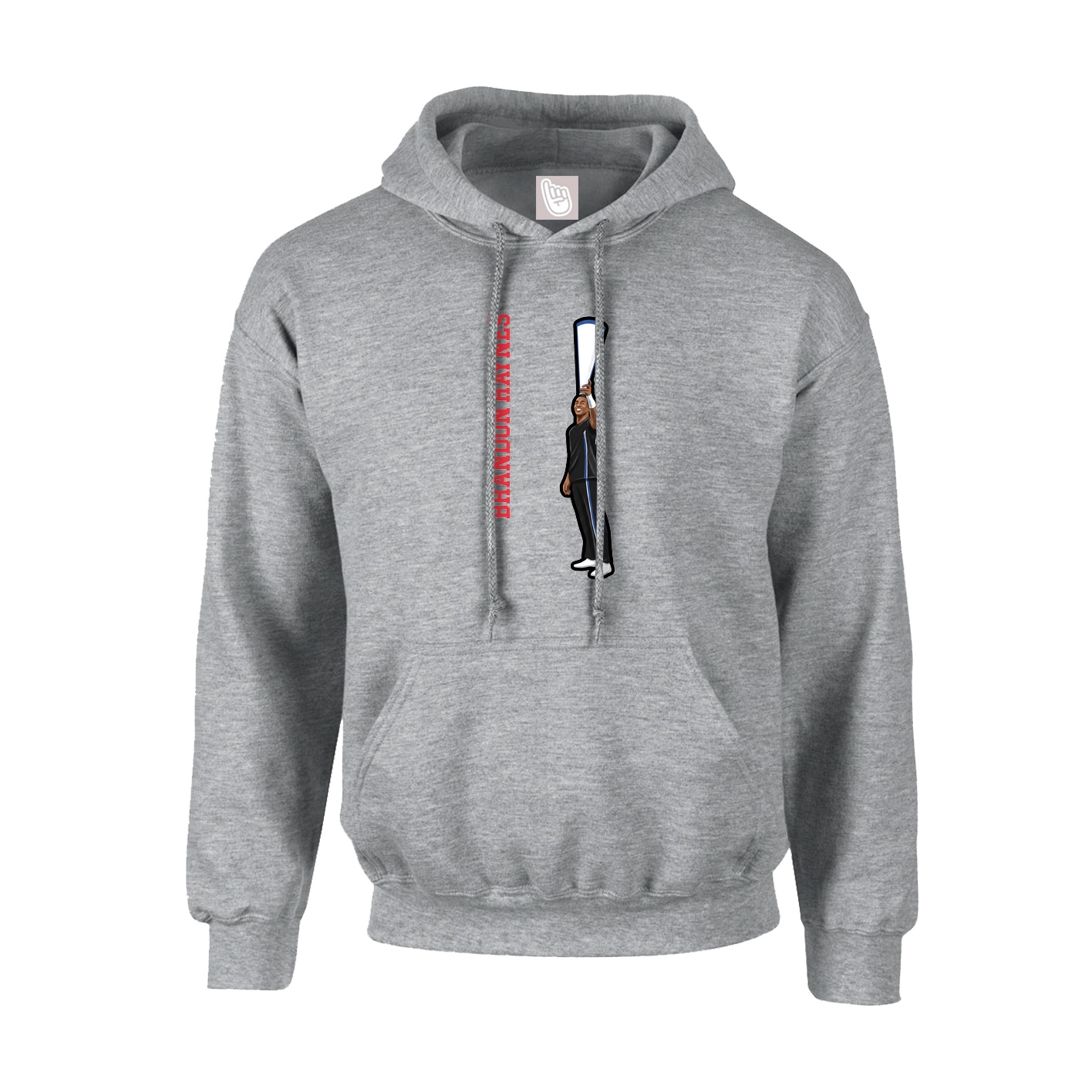 Youth Hoodie — Name Vertical in Grey
