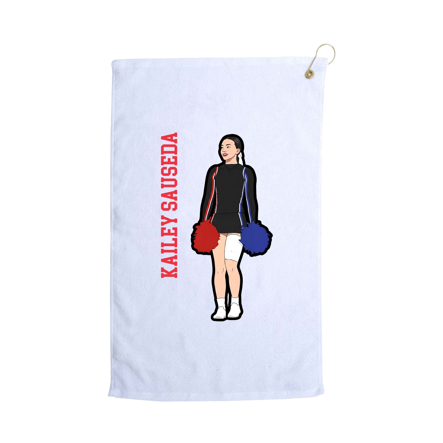 Golf Towel — Name Vertical in White
