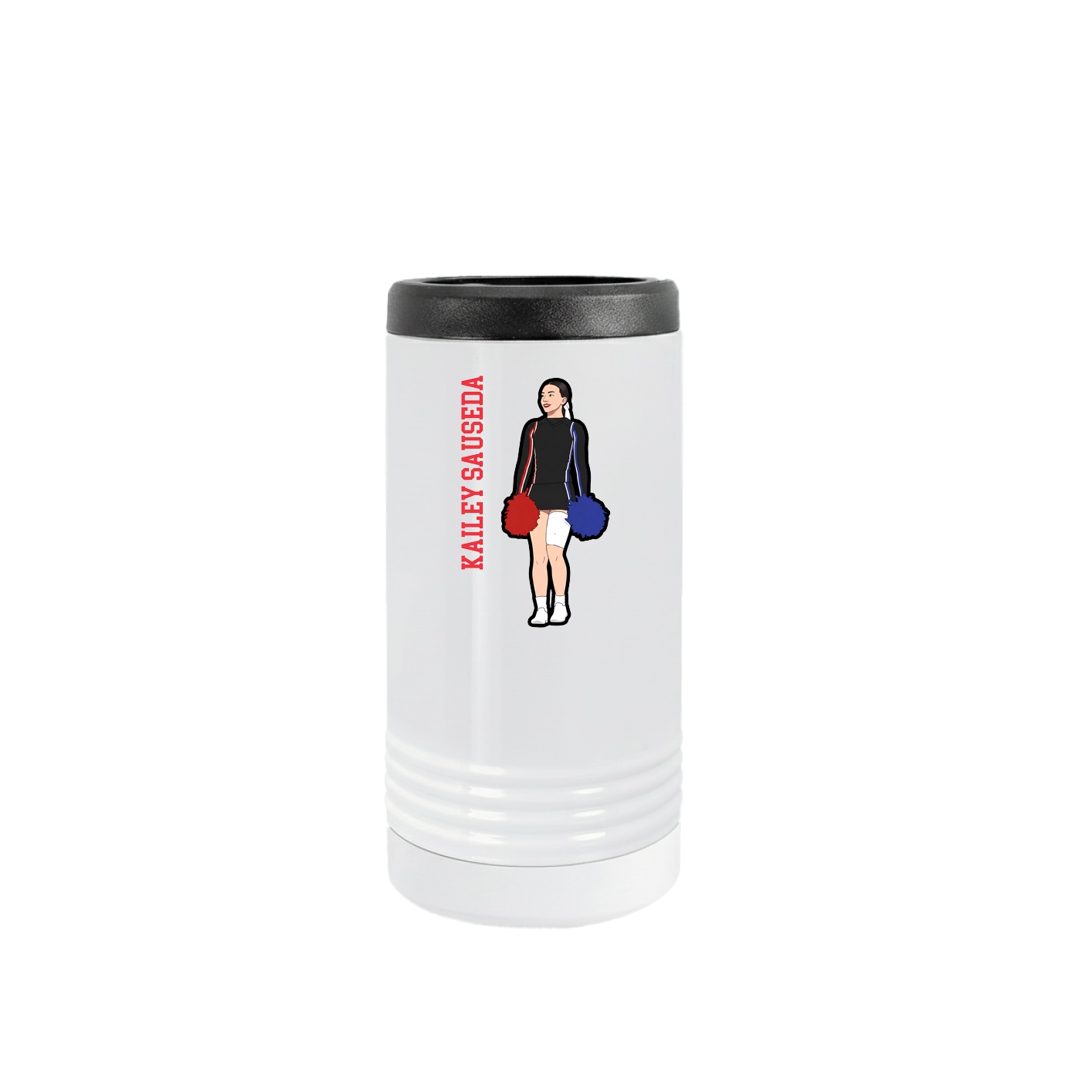 Slim Beverage Holder — Name Vertical in White