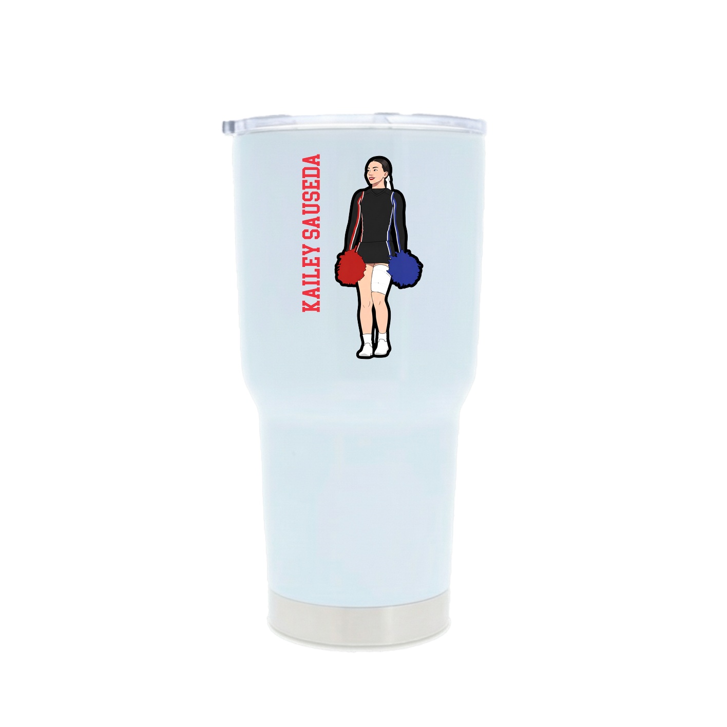 30oz Stainless Steel Tumbler — Name Vertical in White
