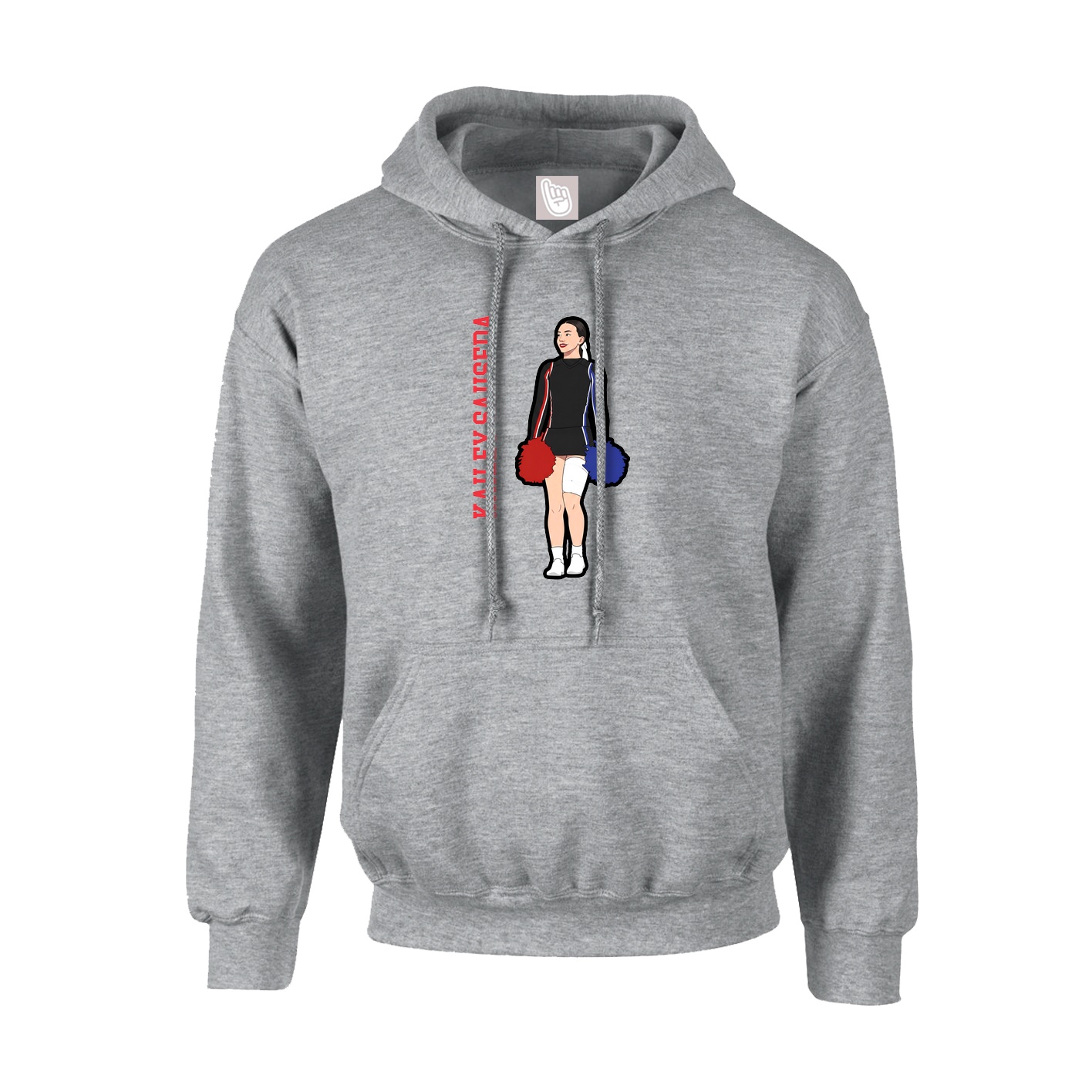 Hoodie — Name Vertical in Grey