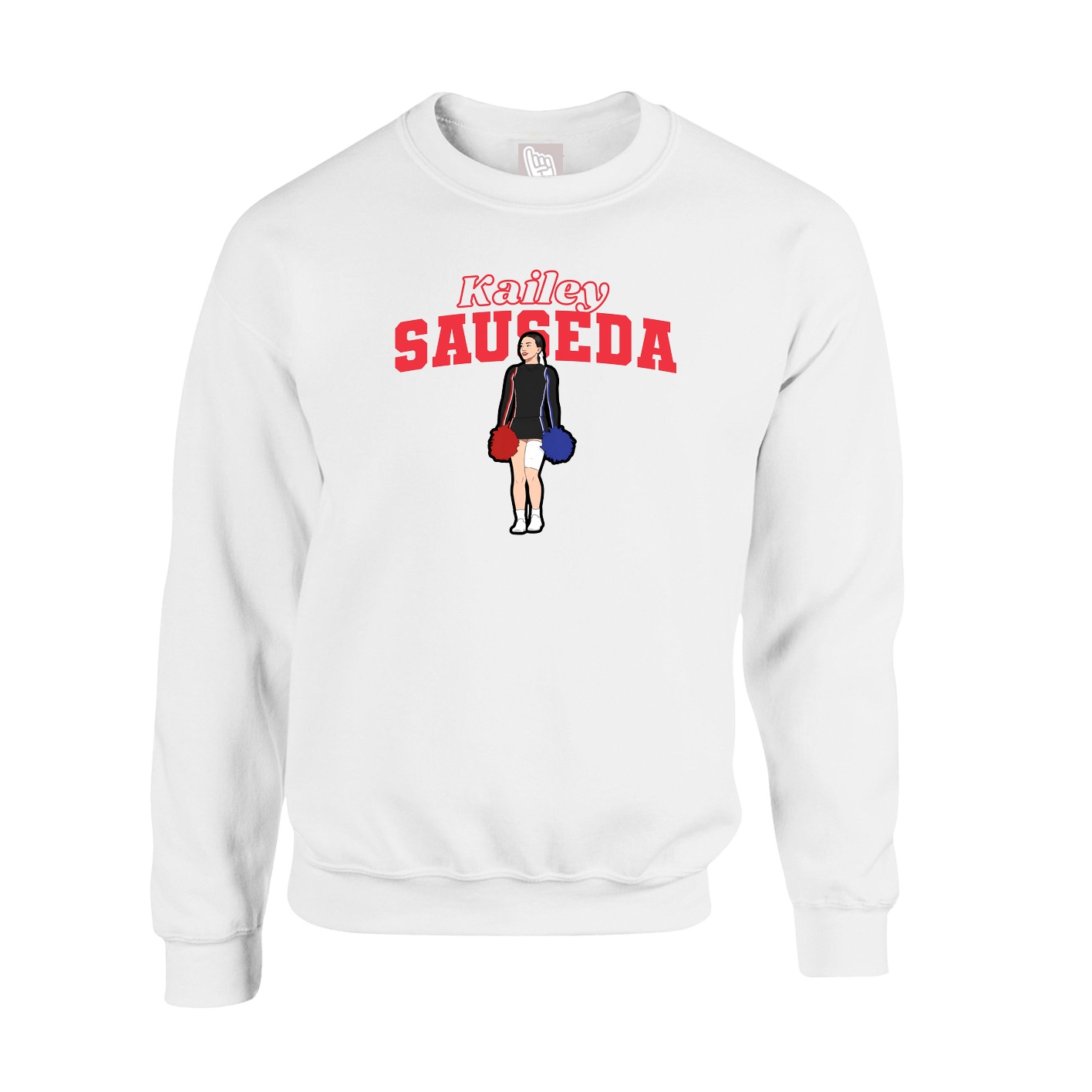 Fleece Crew — Name Arch in White