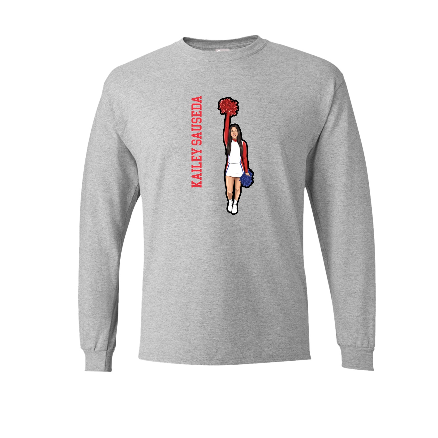 Long Sleeve Tee — Name Vertical in Grey
