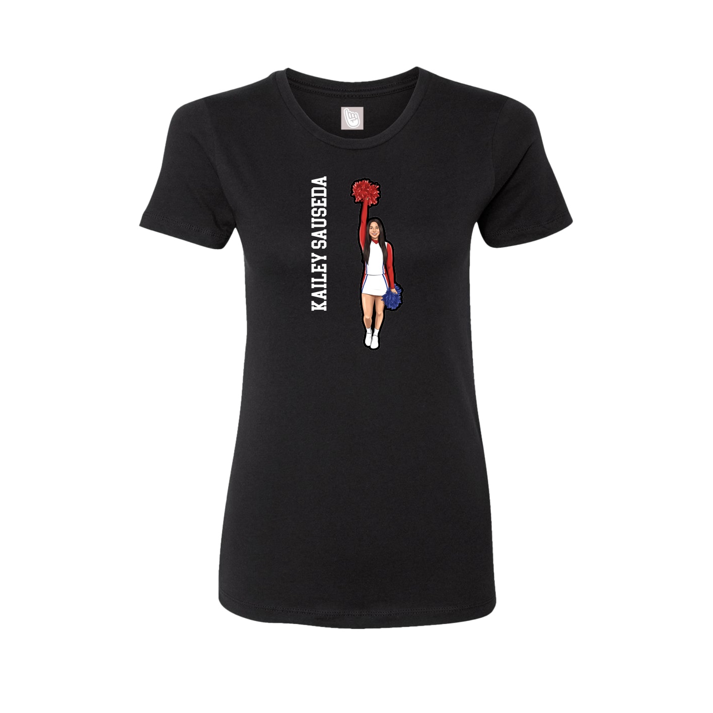 Womens Tee — Name Vertical in Black