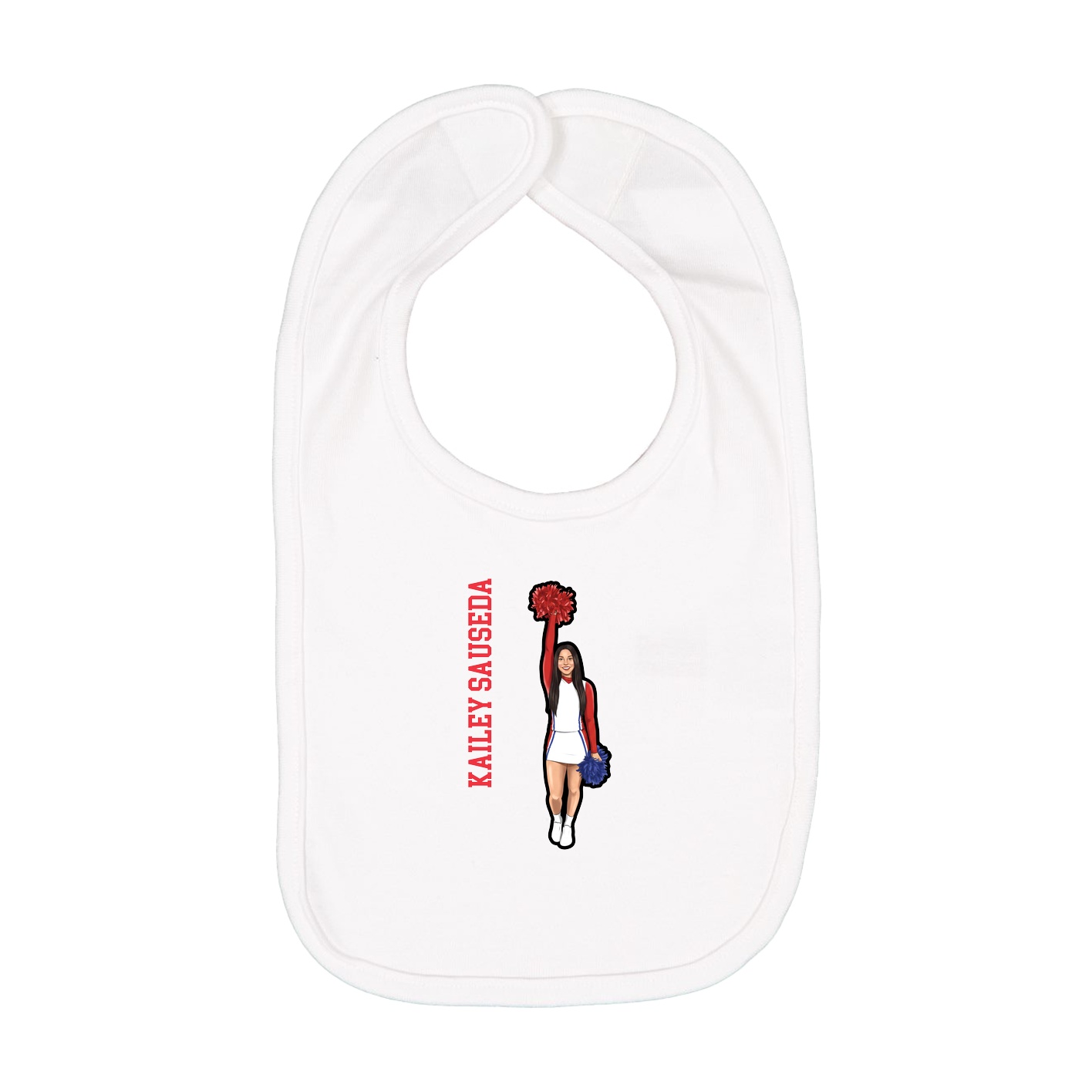 Infant Bib — Name Vertical in White