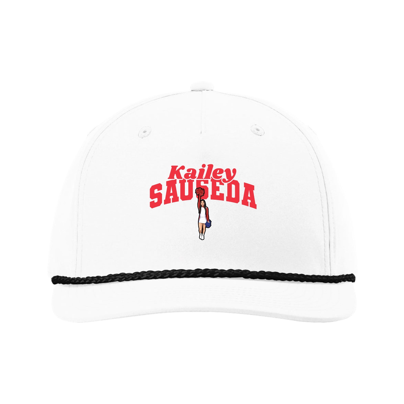 Five-Panel Classic Rope Cap — Signature Arch in White