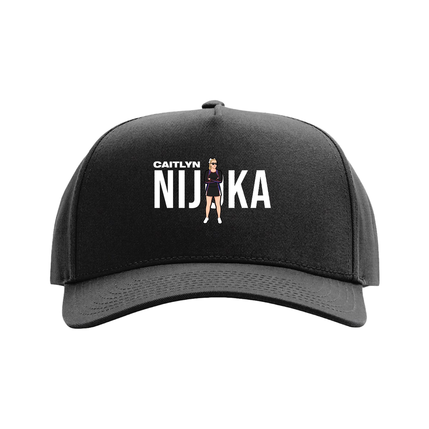Full Fabric Five-Panel Champ Cap — Player Name in Black