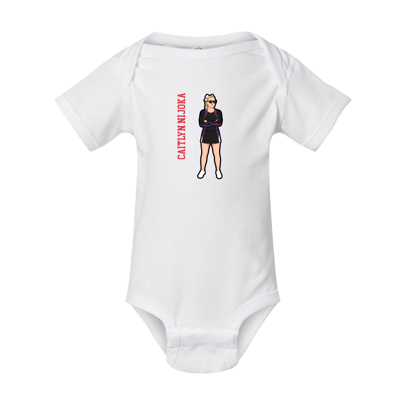 Baby Onesie — Name Vertical in White