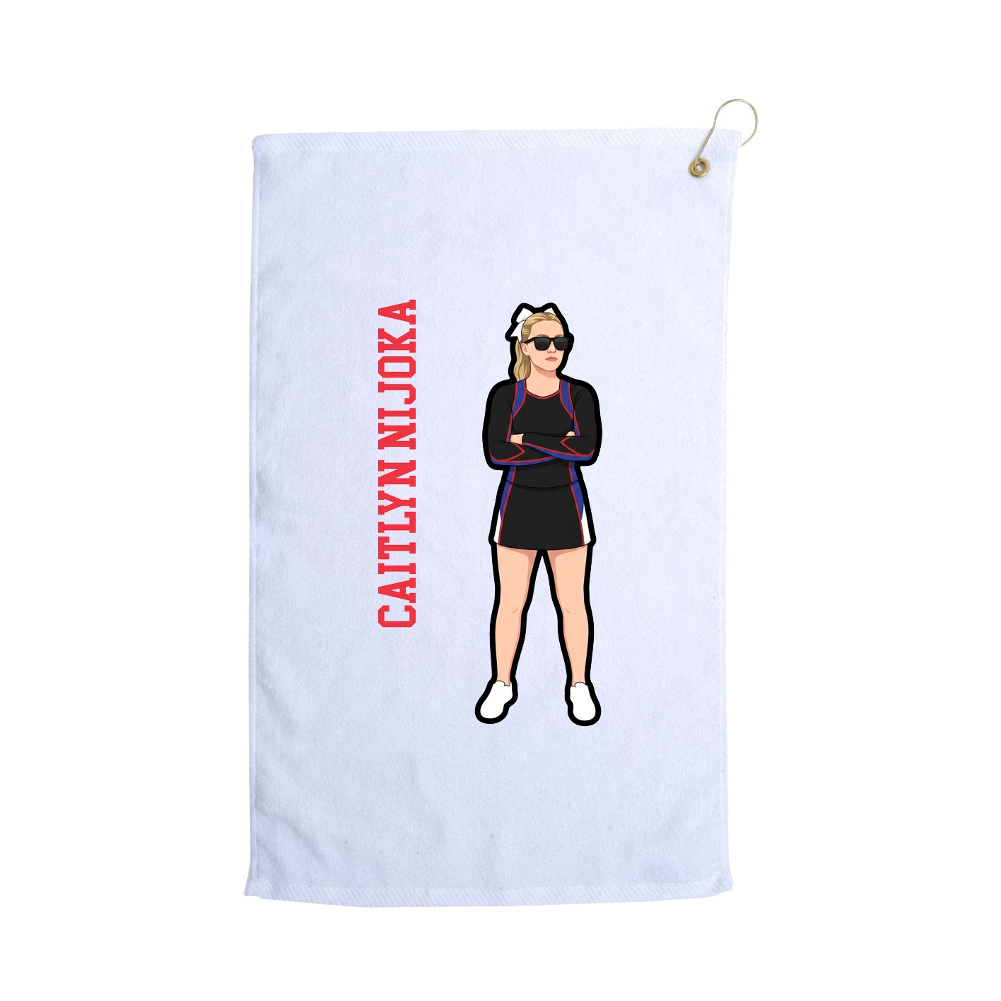 Golf Towel — Name Vertical in White