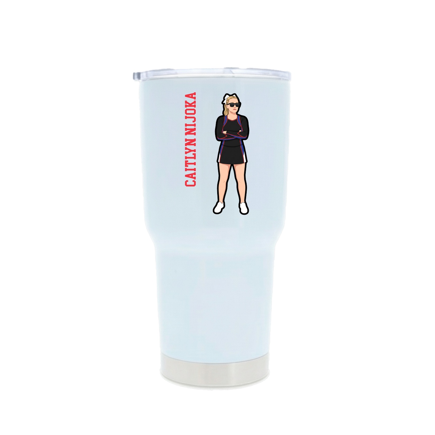 30oz Stainless Steel Tumbler — Name Vertical in White